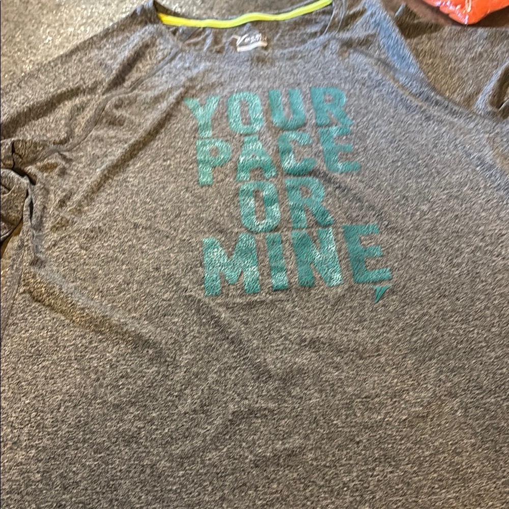 Gray Shirt with Teal Print